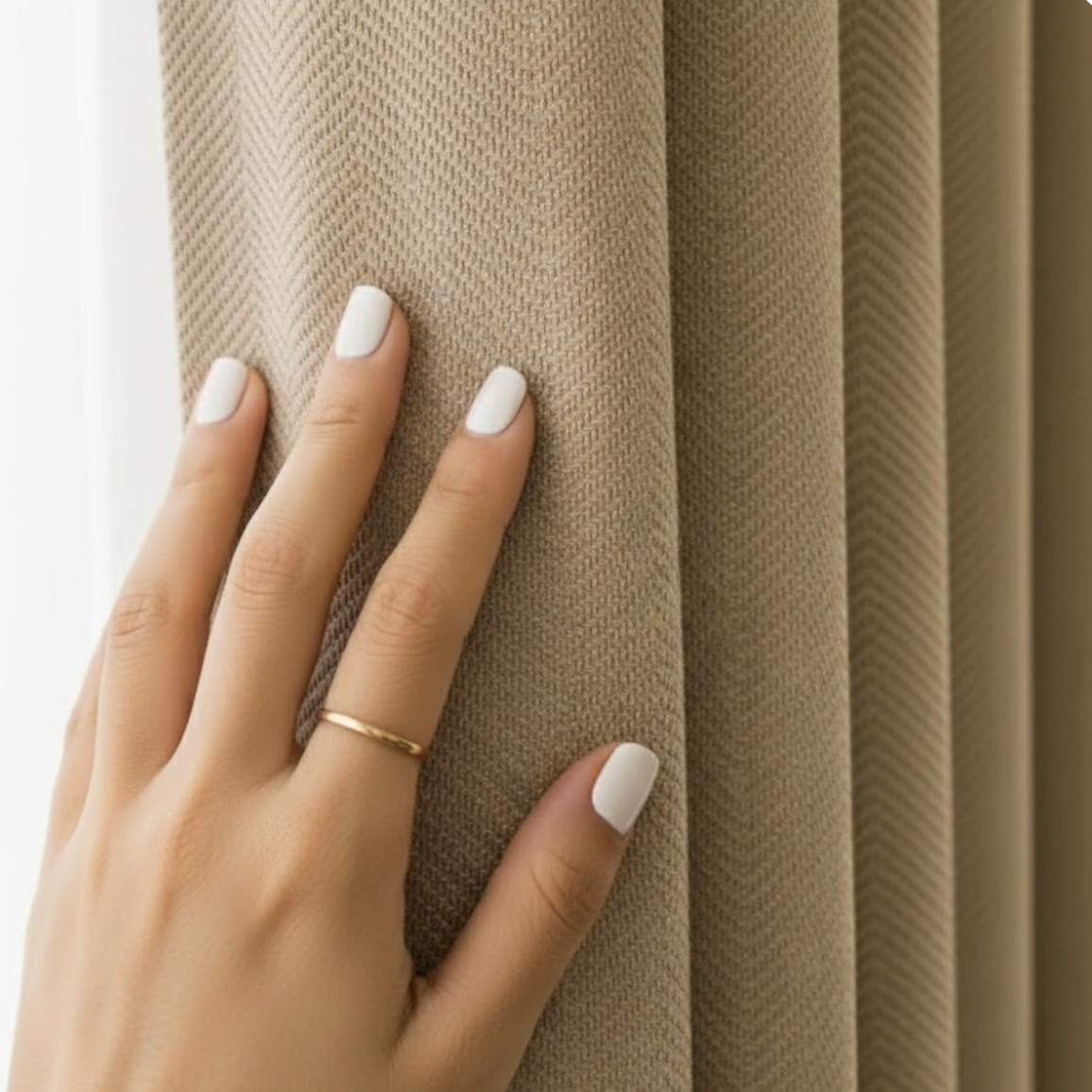 Rideau occultant épais marron salon tissus | Vélunia | Instant Rideau