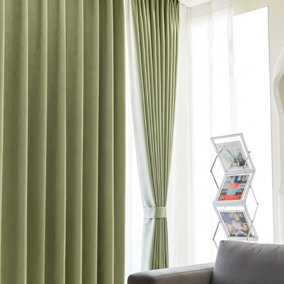 Rideau occultant épais vert galon | Vélunia| Instant Rideau