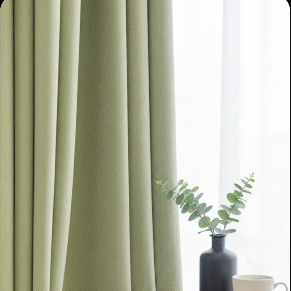 Rideau occultant épais vert salon | Vélunia
