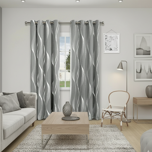 Rideau occultant gris dans un salon moderne et decoré | Noctis | Instant Rideau