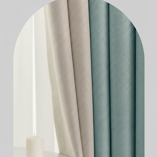 Rideau occultant et insonorisé bleu-beige pour chambre et salon, isolation phonique et thermique | Silencio | Instant Rideau