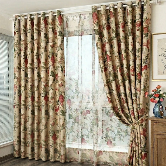 Rideau occultant salon à motif floral élégant, filtration lumière 90% et décoration haut de gamme | Althéa | Instant Rideau