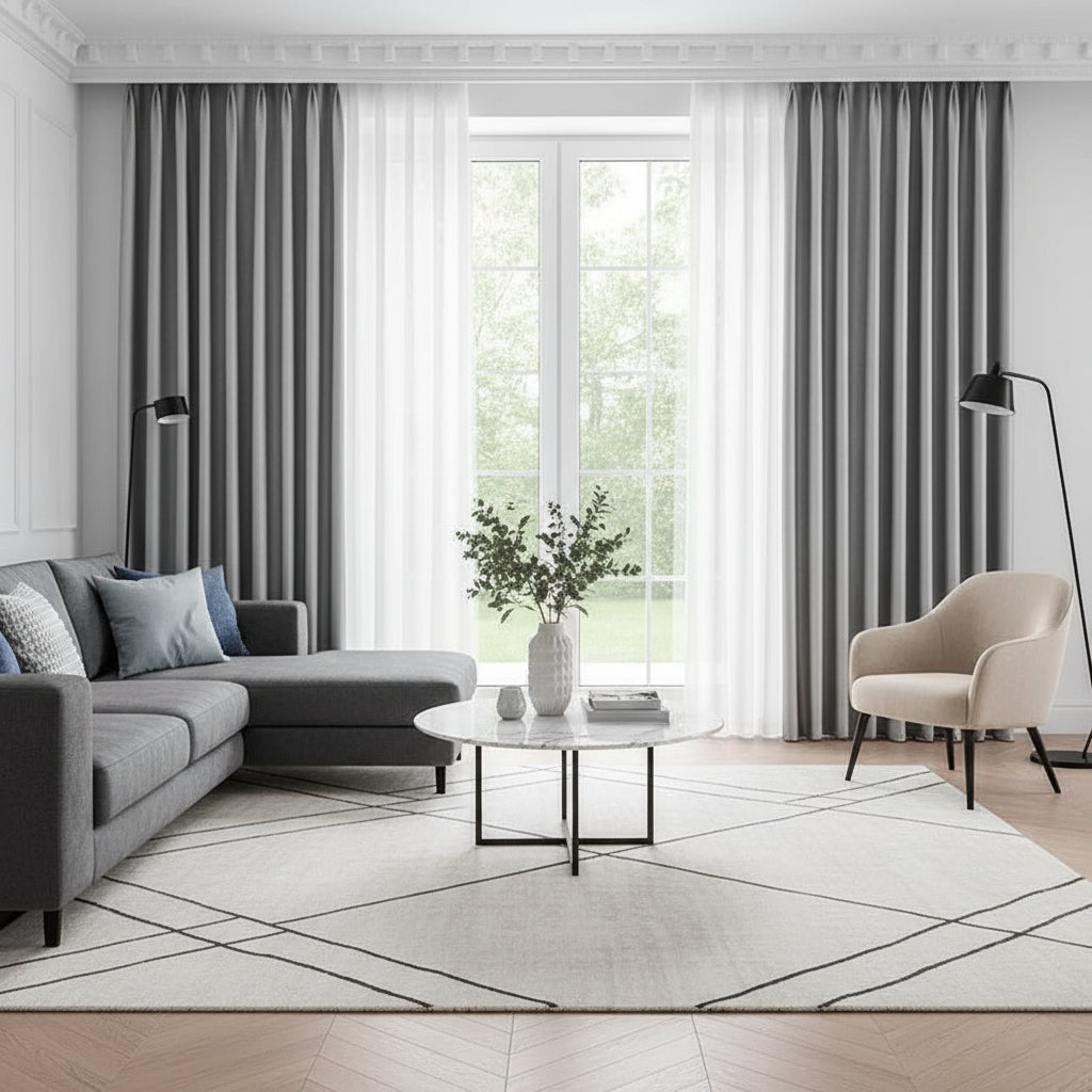 Rideau occultant thermique gris clair moderne pour salon et baie vitrée | Throne | Instant rideau 