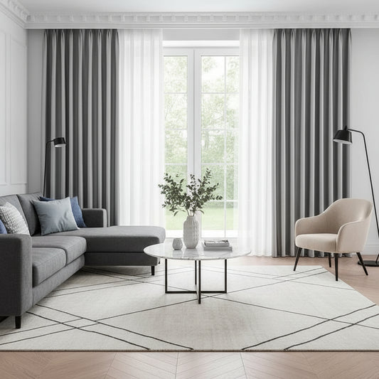 Rideau occultant thermique gris clair moderne pour salon et baie vitrée | Throne | Instant rideau 