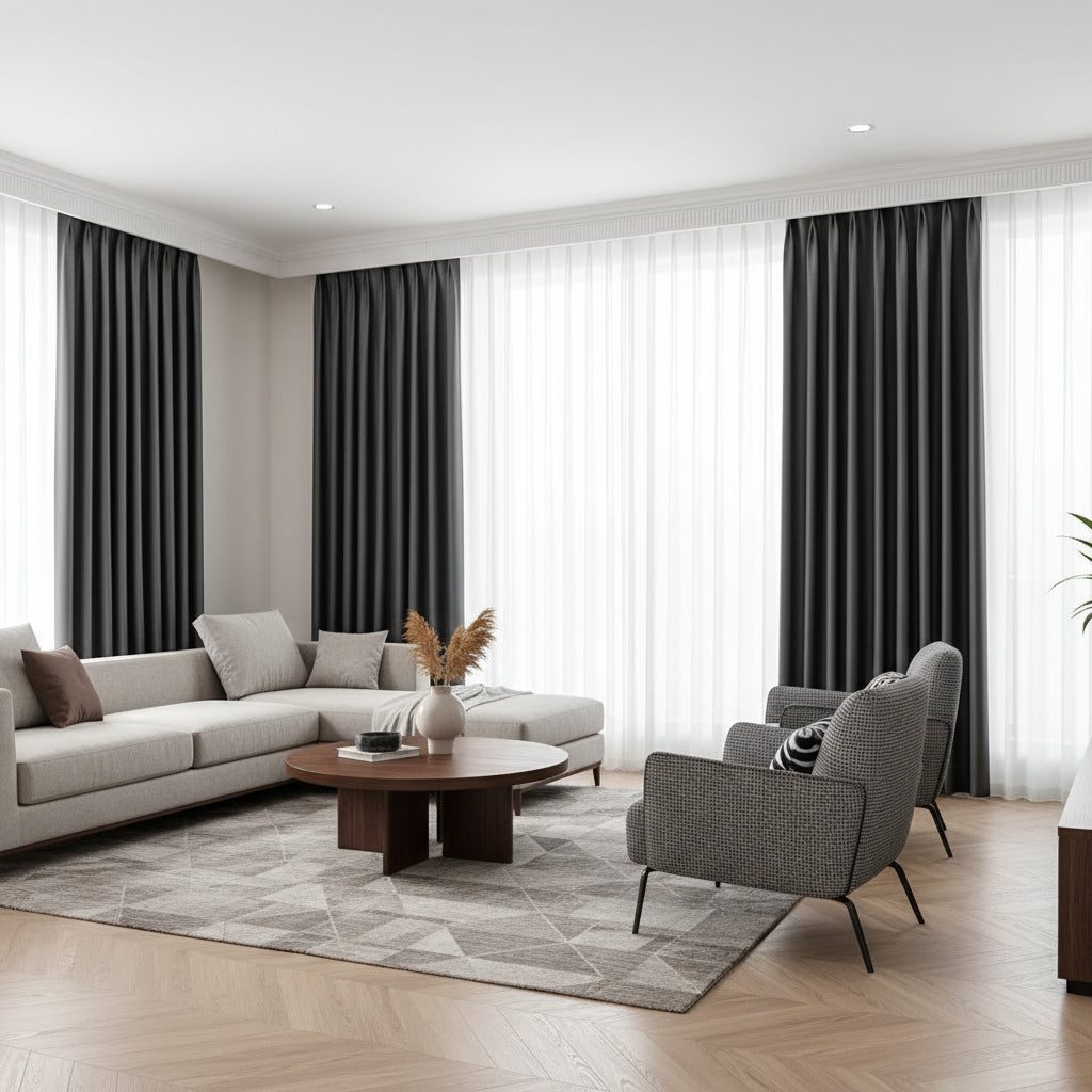 Rideau occultant thermique gris moderne pour salon apporte de la chaleur | Throne | Instant rideau