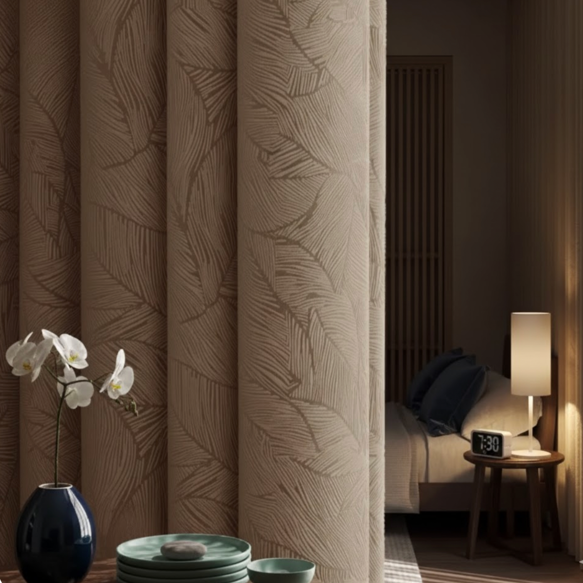 Rideau occultant thermique marron de luxe | Héritage | Instant Rideau