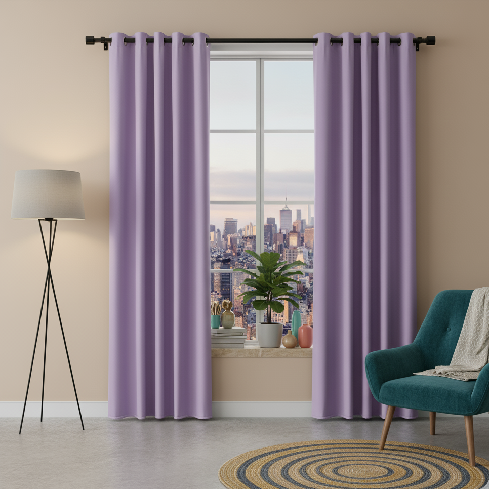 rideau occultant violet style coréen dans salon | Korean | Instant rideau