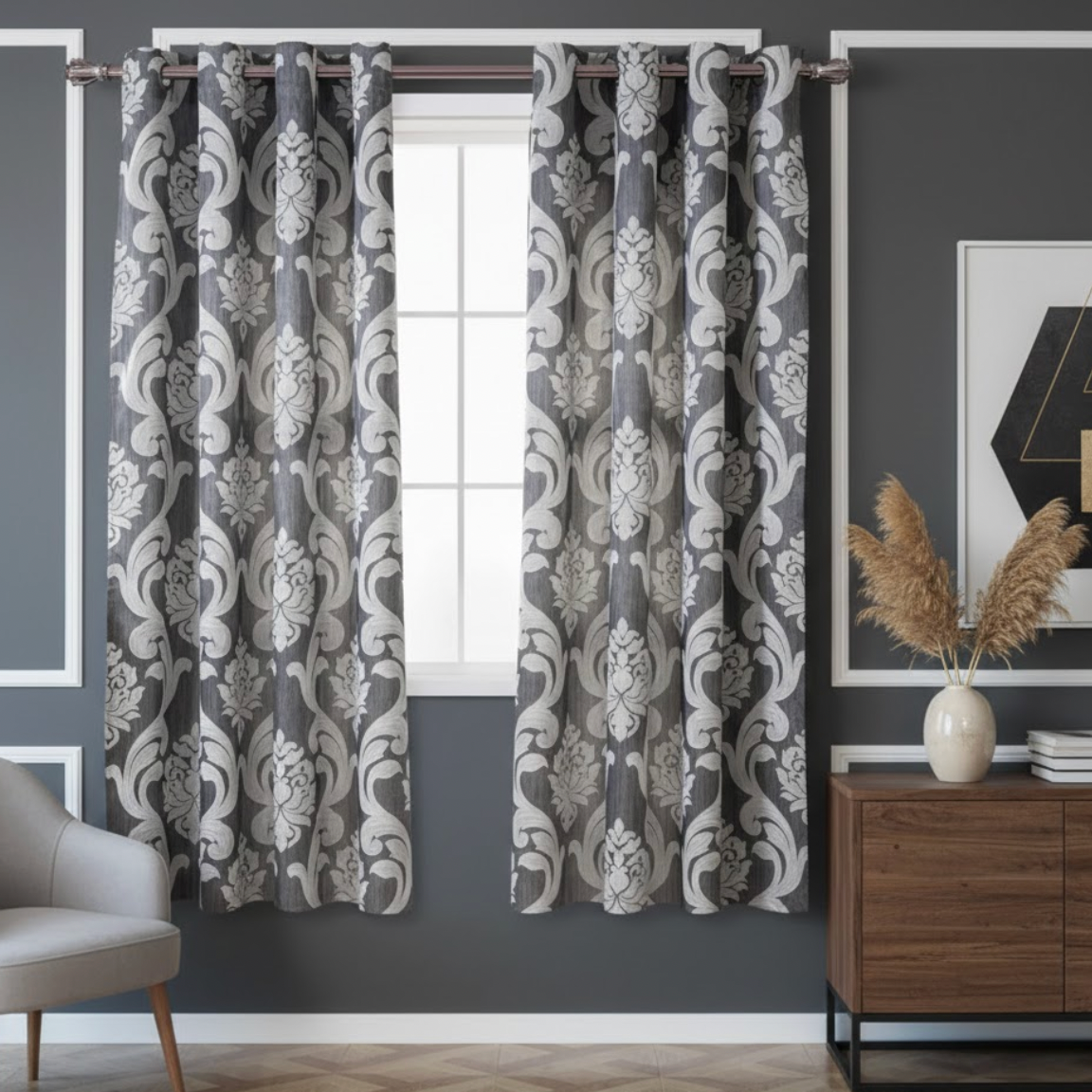 Rideau salon européen gris décoratif chic | European | Instant Rideau