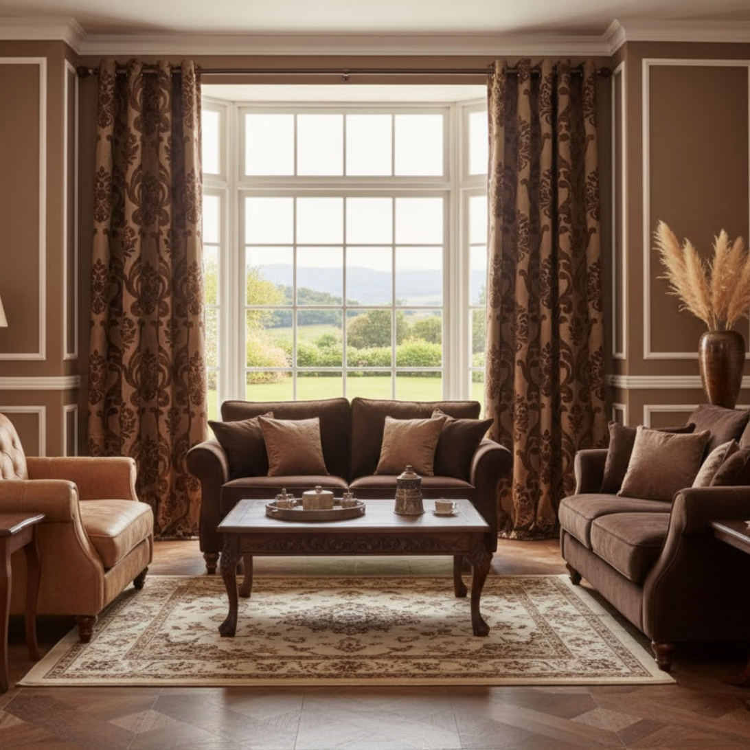 Rideau salon européen marron pour ambiance chaleureuse | European | Instant Rideau