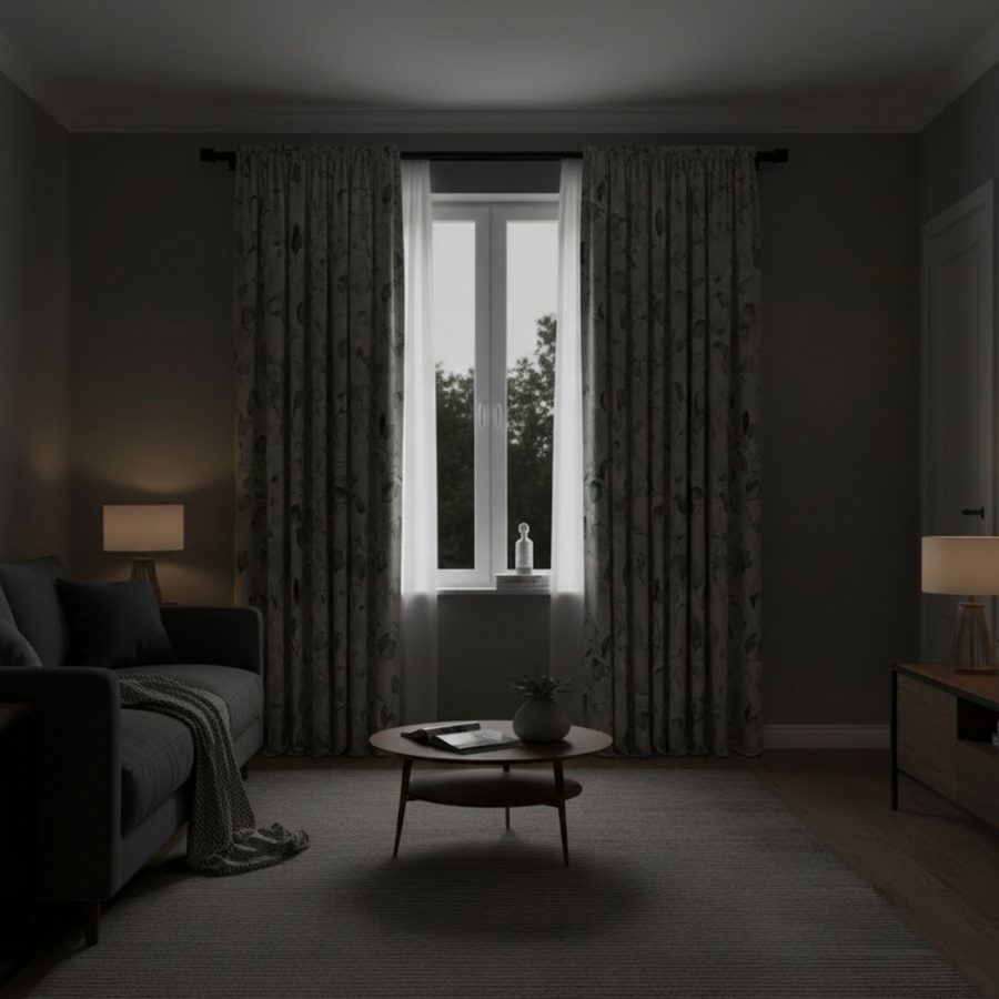 Rideau moderne fleurs marrons | Outono