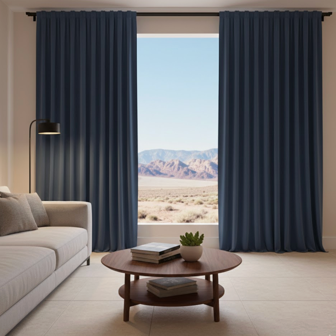 Rideau semi occultant en velours bleu pour salon ou chambre, style moderne et élégant | Velvet | Instant rideau