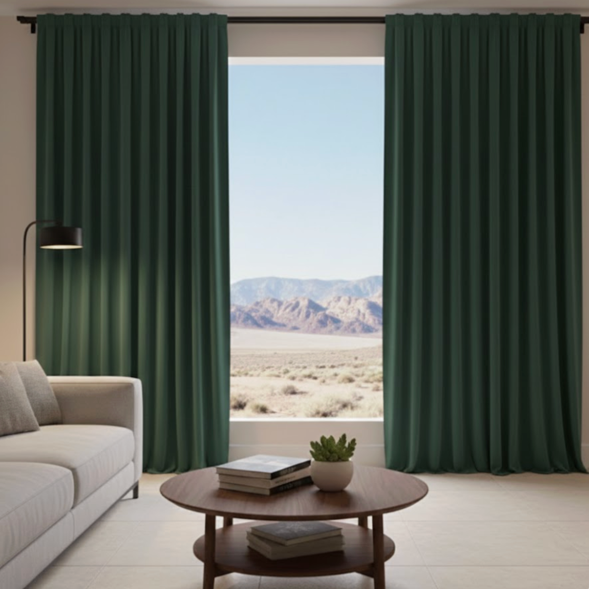 Rideau vert semi occultant en velours, haute qualité pour salon et chambre chic | Velvet | Instant rideau