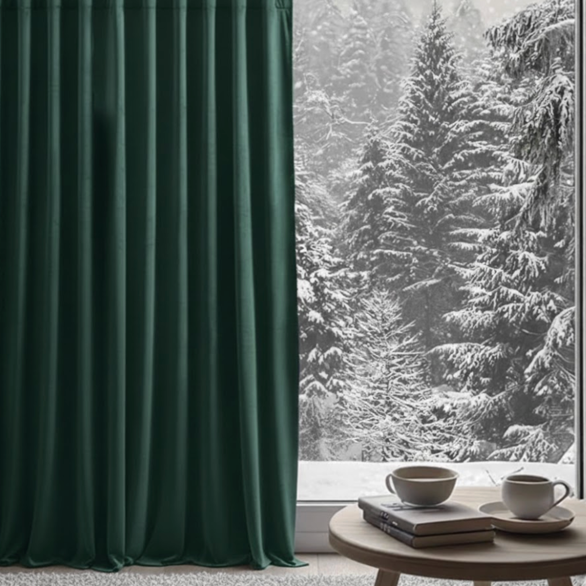 Rideau semi occultant vert en velours pour salon et chambre, décoration intérieure luxueuse | Velvet | Instant rideau