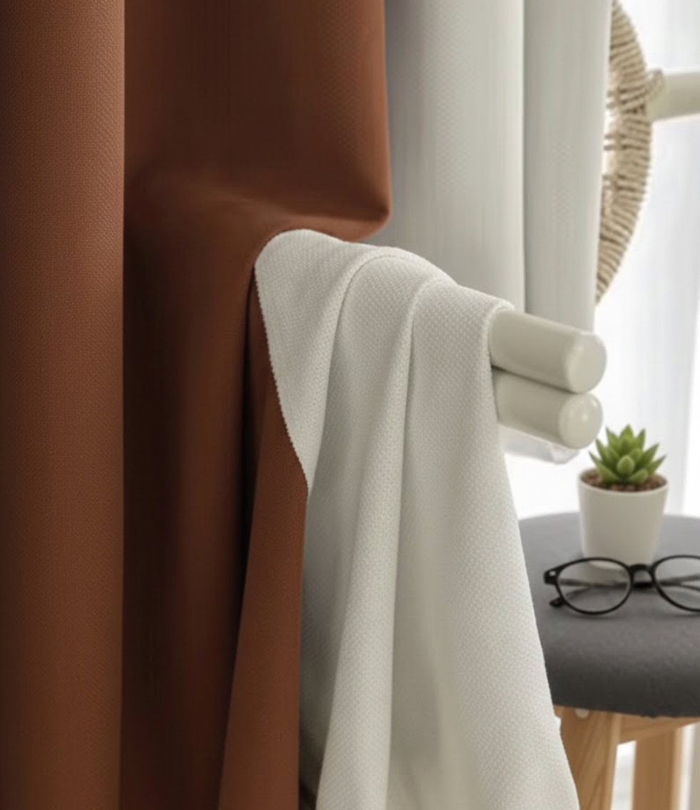 Rideau haut de gamme en chenille terracotta, confort lumineux et design raffiné | Rups | Instant Rideau