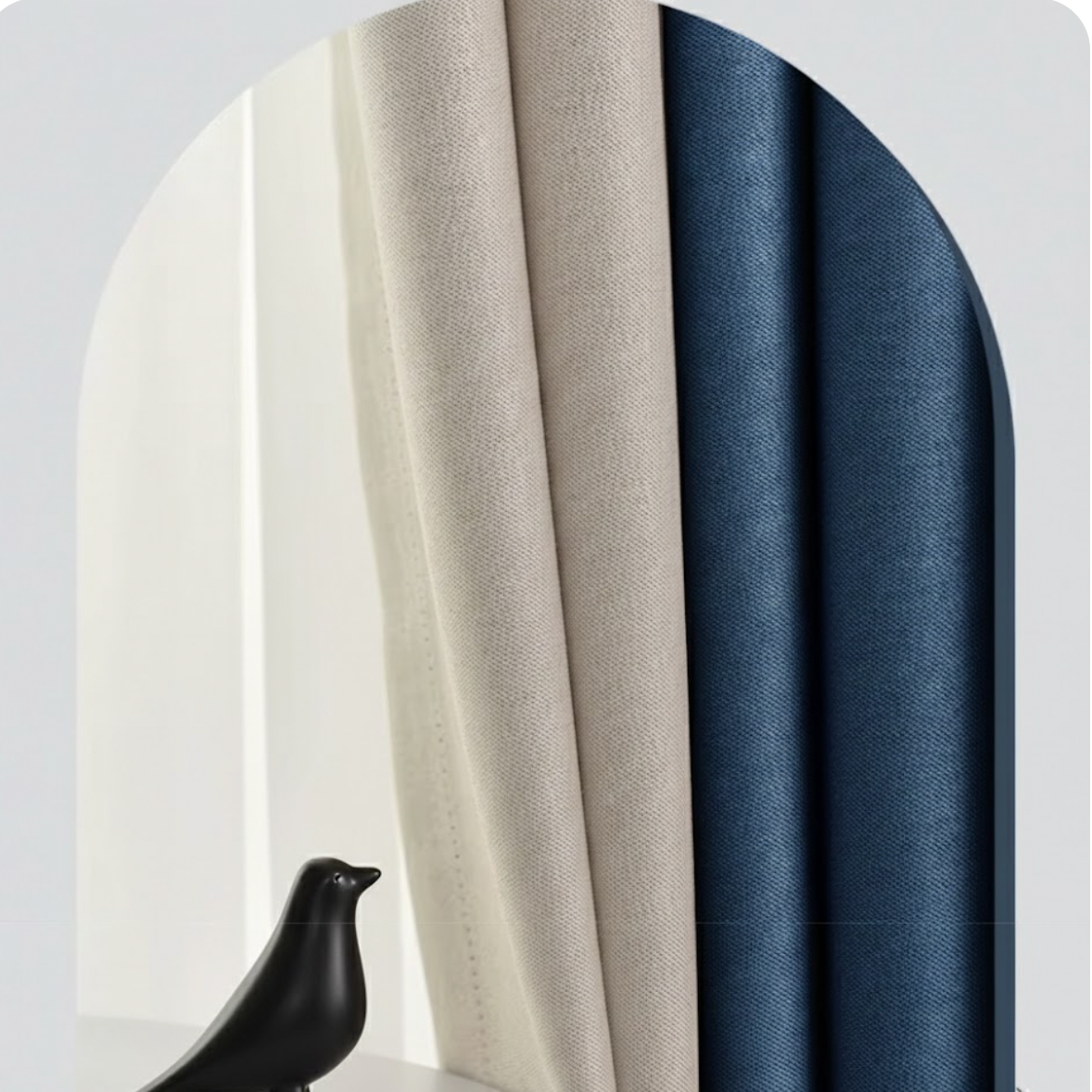 Rideau thermique et occultant bleu marine‑beige haute performance pour maison et chambre | Silencio | Instant Rideau