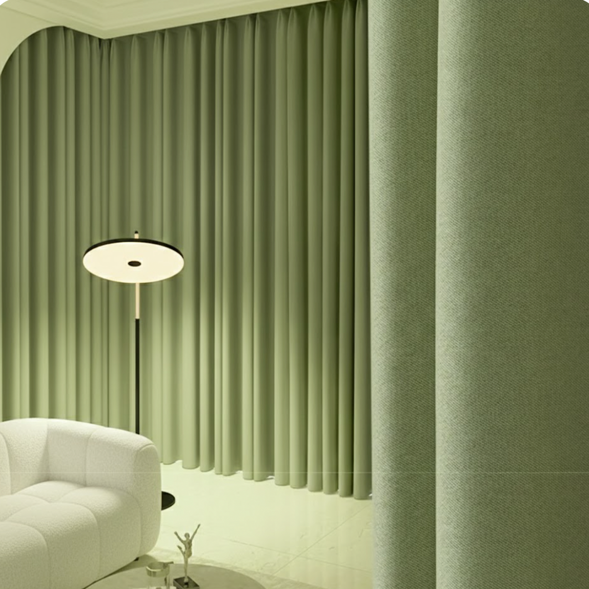 Rideau thermique et occultant vert haute performance pour maison et chambre | Silencio | Instant Rideau