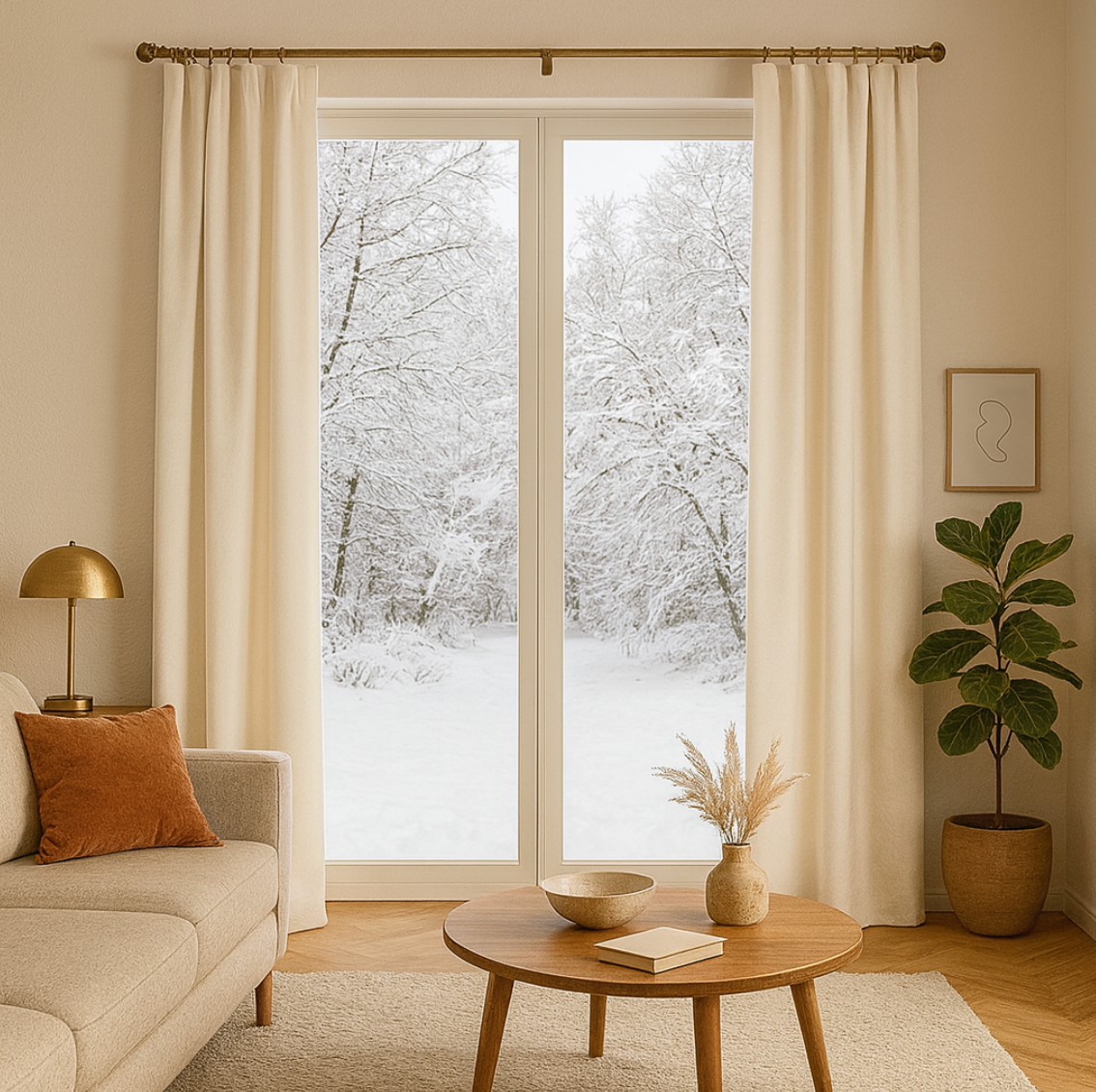 Rideau velours blanc ivoire semi occultant pour intérieur chic, style luxe et lumineux | Velvet | Instant rideau