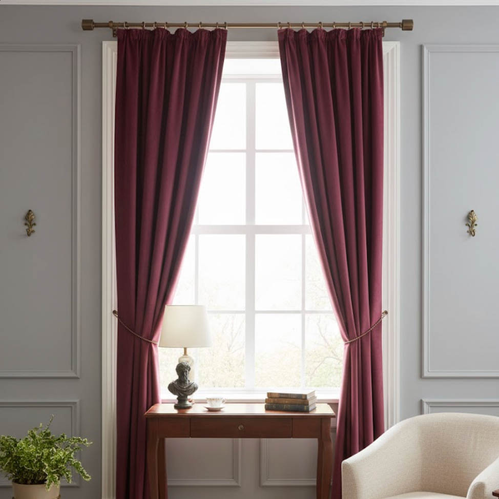 Rideau velours rouge fonce crochets | Rubis | Instant Rideau