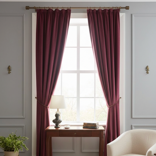 Rideau velours rouge fonce crochets | Rubis | Instant Rideau