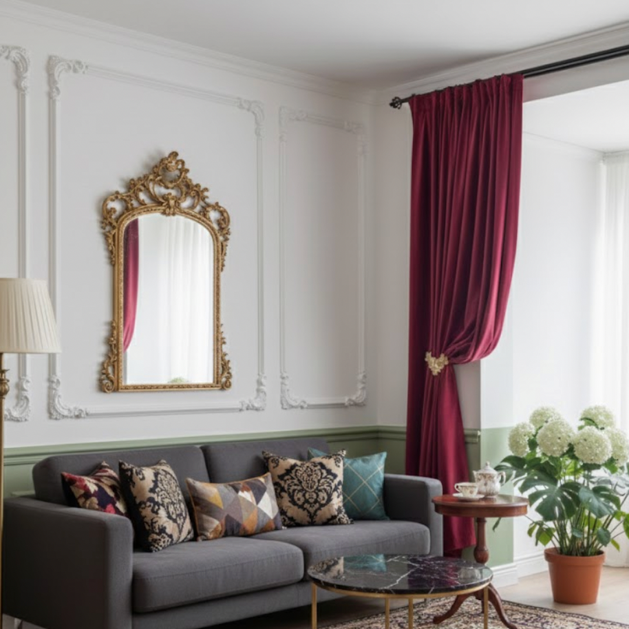 Rideau velours rouge fonce passe-tringle | Rubis | Instant Rideau