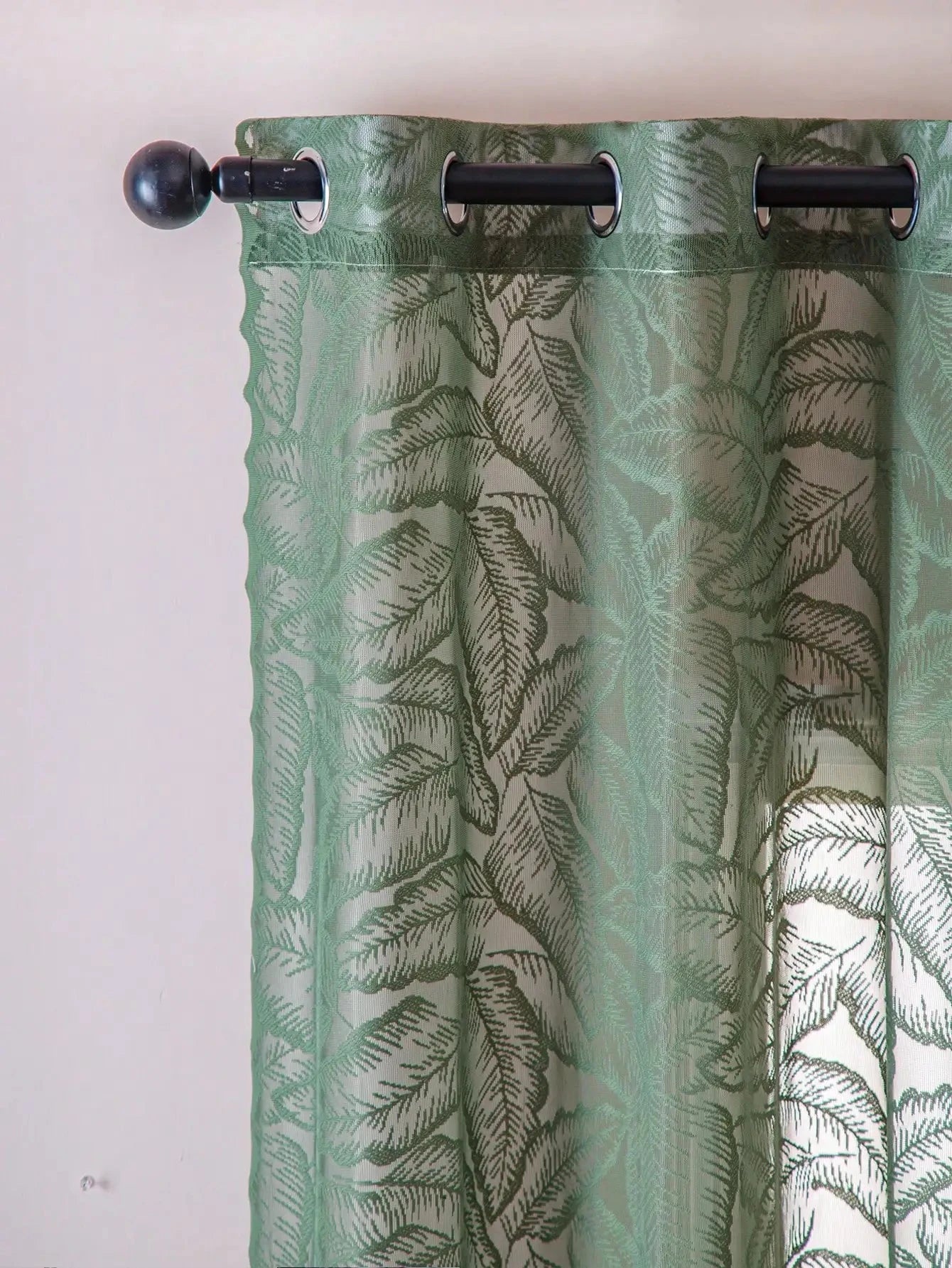 Rideau vert fleuri | Vertuo | Instant Rideau Vert / L140 x H200 / Oeillets