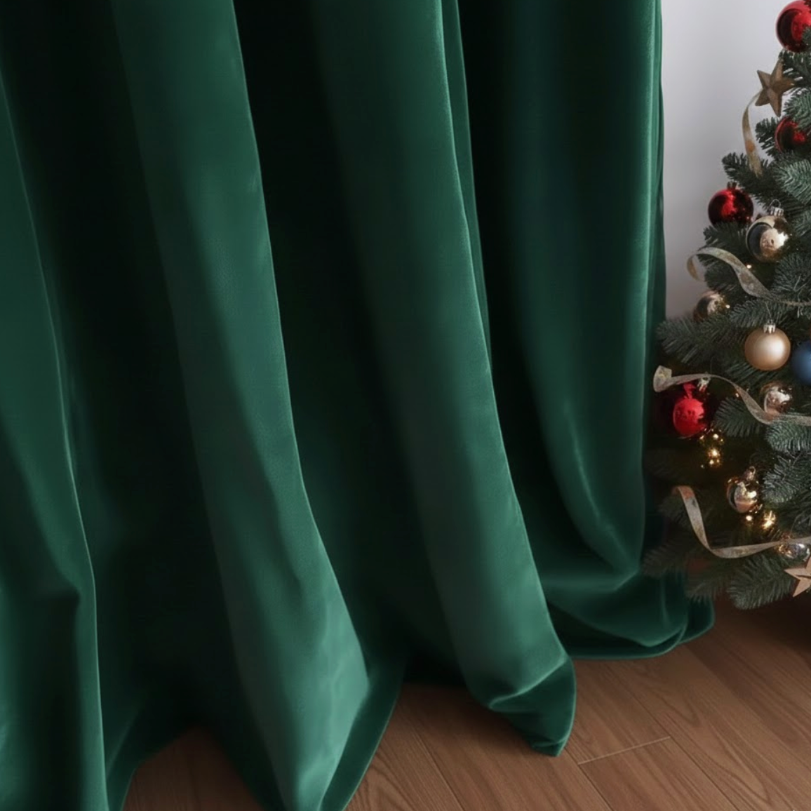 Rideau velours vert semi occultant pour décoration moderne et élégante, ambiance cosy | Velvet | Instant rideau