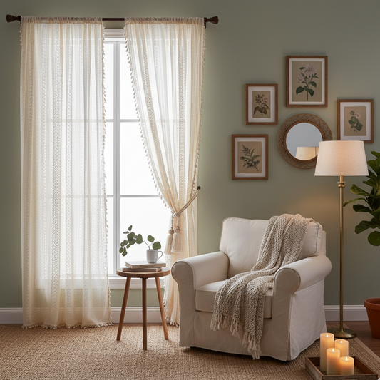 Rideau voilage en lin apportant une ambiance bohème et chaleureuse | Bohemia | Instant rideau