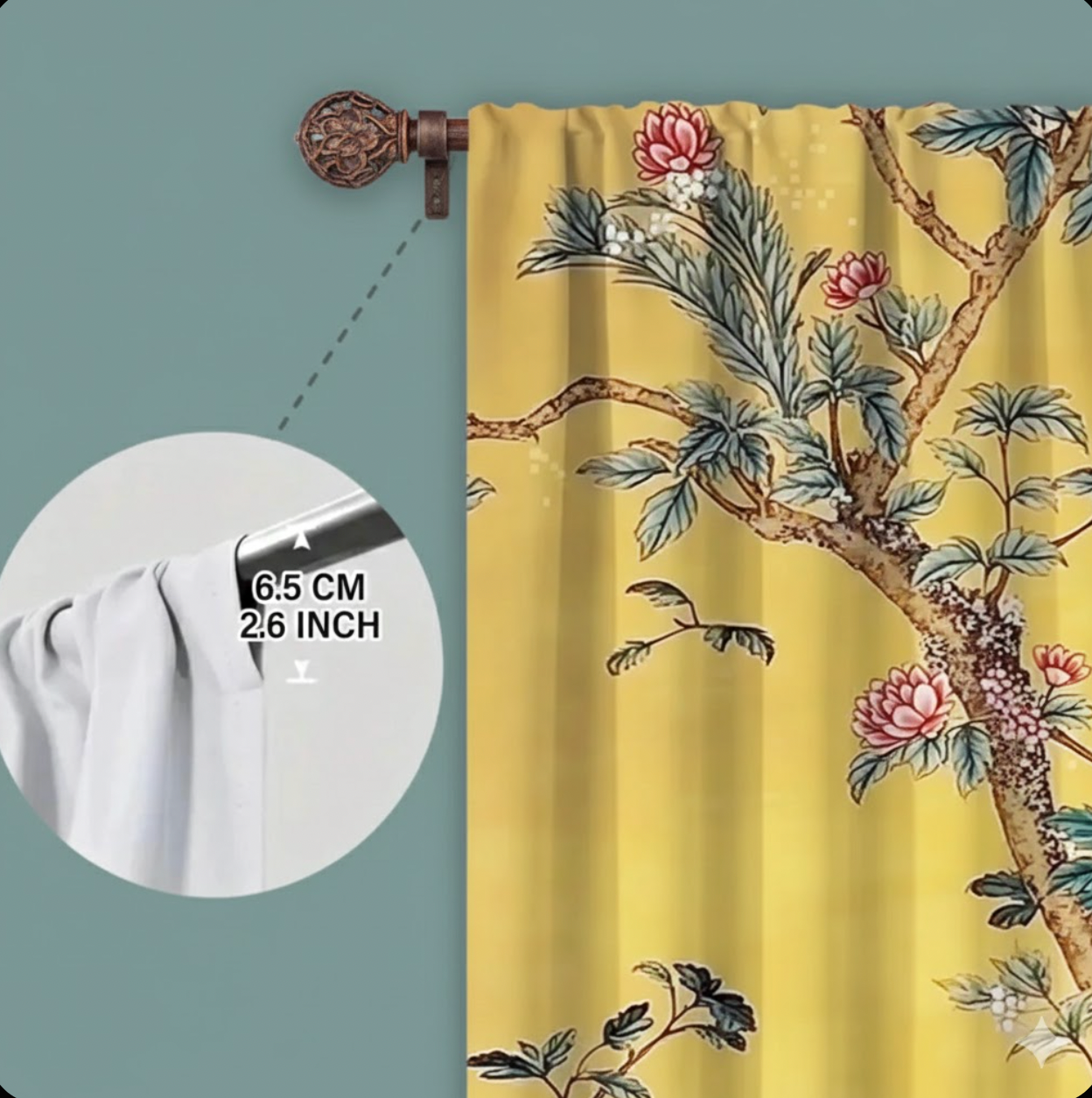 Rideaux asiatiques semi-occultant paon dimensions | Liàn | Instant Rideau