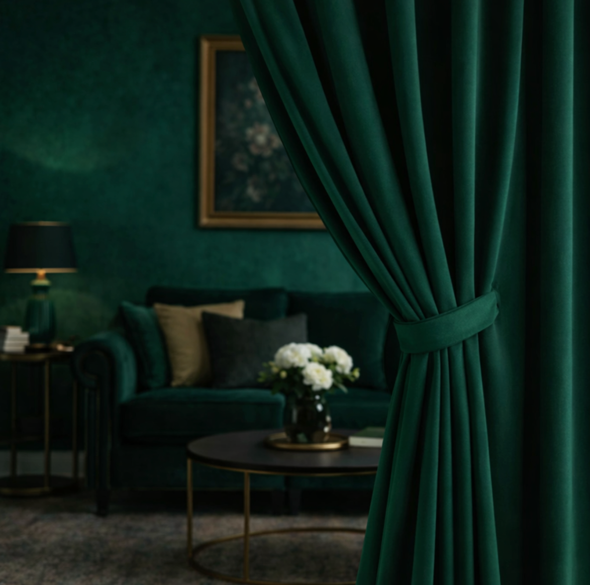 Rideaux en velours vert bouteille premium épais isolant thermique et phonique pour décoration maison élégante moderne | Velaris | Instant rideau
