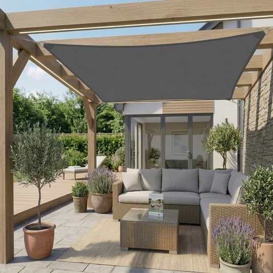 Toile d’ombrage grise anti UV terrasse jardin extérieur protection solaire | Sunara | Instant rideau