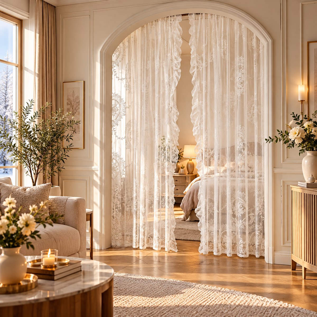 Voilage blanc transparent pour fenêtre de salon, confectionné en polyester léger et fluide, idéal pour laisser passer la lumière naturelle tout en apportant élégance et douceur à votre décoration intérieure | Oriu | Instant rideau