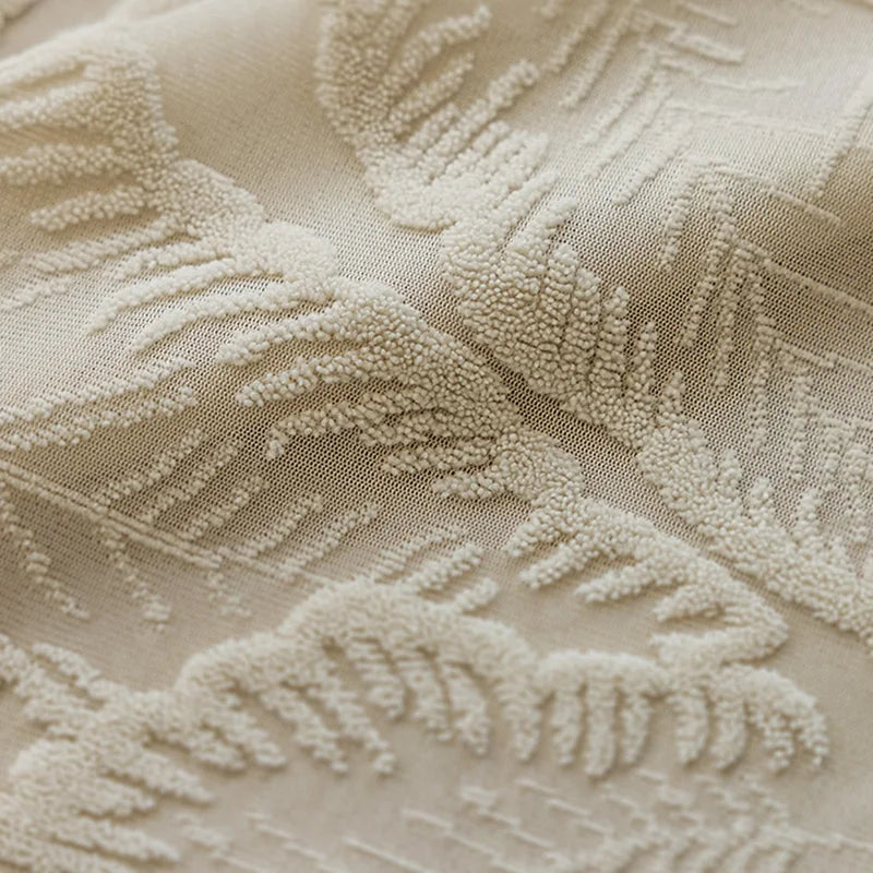 Voilage décoratif crème texture feuillage, rideau léger effet végétal pour intérieur apaisant et lumineux | Puro | Instant rideau 