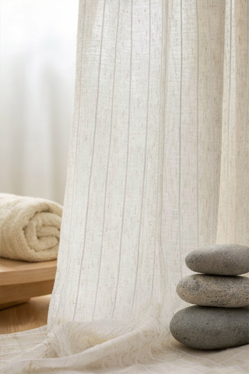 Voilage en lin beige naturel pour fenêtre de salon style bohème chic, rideau léger filtrant la lumière pour décoration intérieure élégante | Lino | Instant Rideau