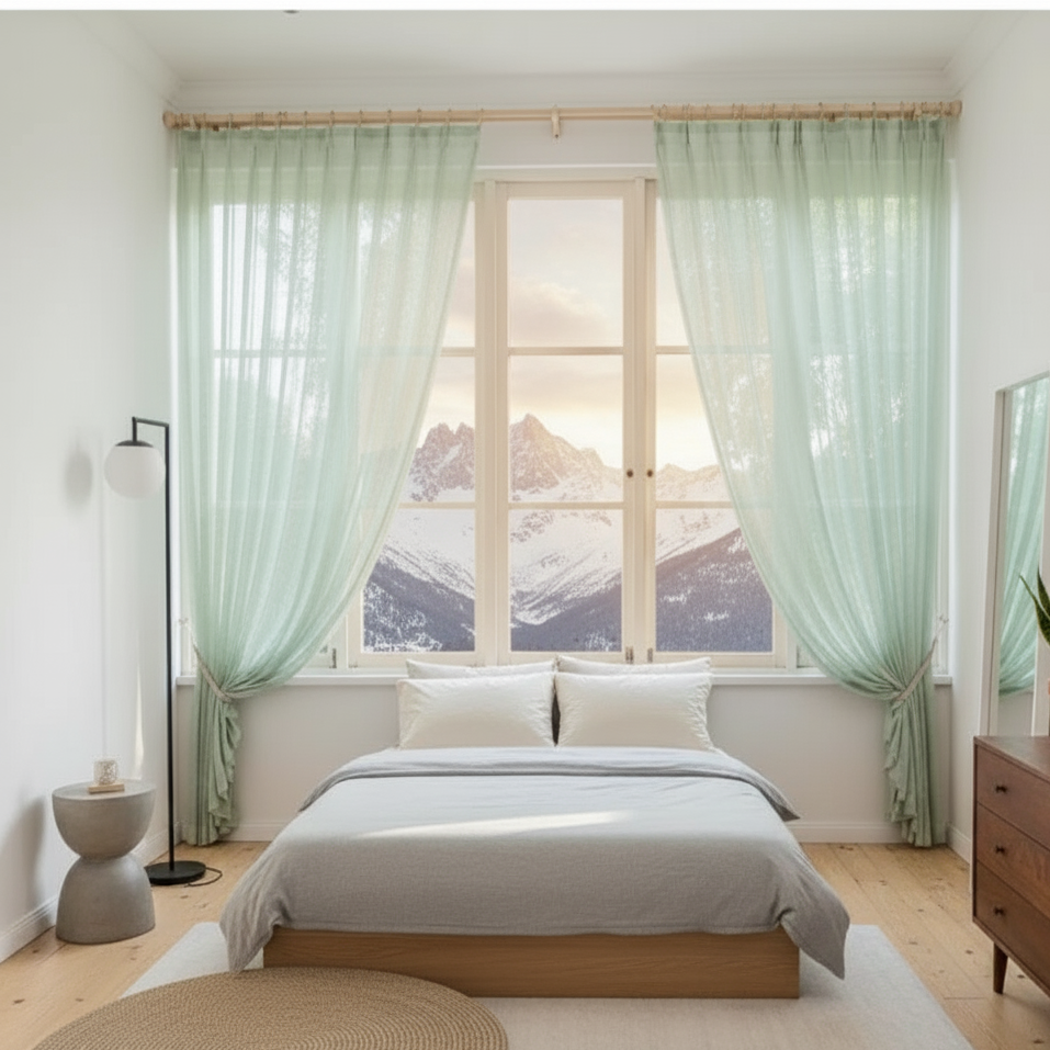 Voilage vert sauge apportant fraîcheur et élégance à la décoration intérieure | Sauga | Instant Rideau