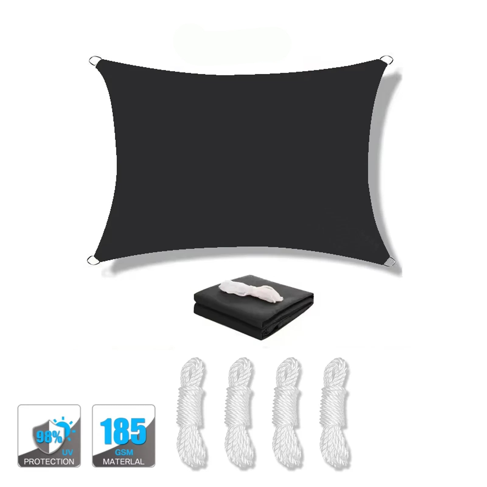 Voile d’ombrage noir imperméable jardin piscine protection solaire extérieure | Sunara | Instant rideau